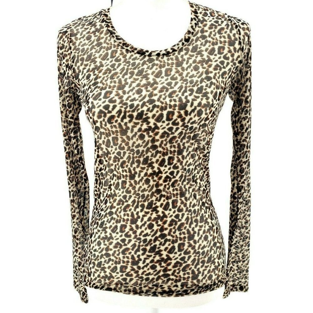 NWT SPARKZ COPENHAGEN Leopard Animal Print Top Long Sleeve Lightweight
